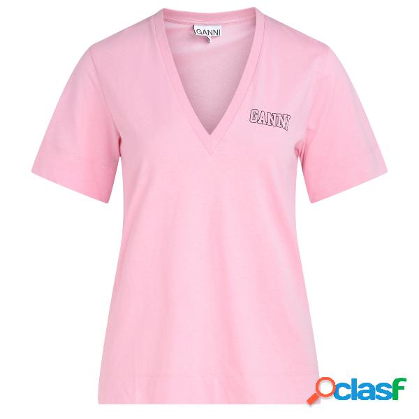 T-shirt Ganni Software in jersey rosa