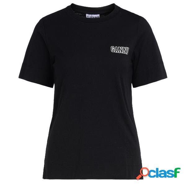 T-shirt girocollo Ganni Software in jersey nero