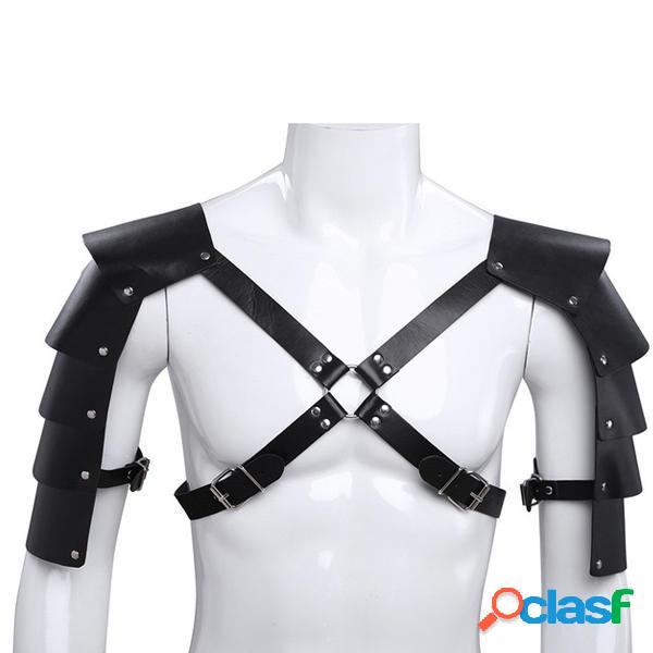 Tactical Leather Vest Adjustable Body Chest Harness Men
