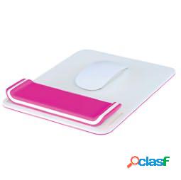 Tappetino mouse Ergo Wow con poggiapolsi - bianco-fucsia -
