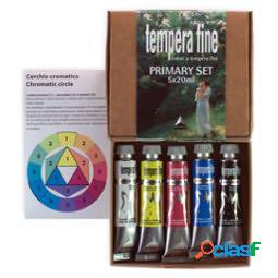 Tempera fine Primary Set - 20 ml - colori primari (nero,