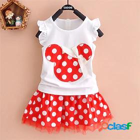 Toddler Little Girls Dress Polka Dot Print Red Navy Blue