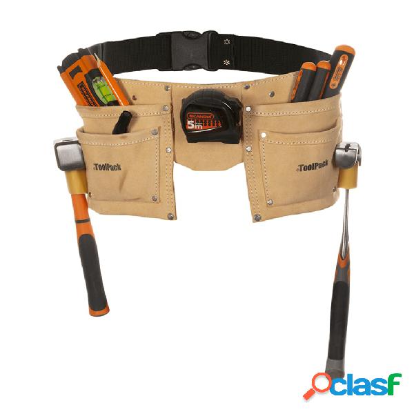 Toolpack Cintura Porta Attrezzi in Pelle con 2 Tasche