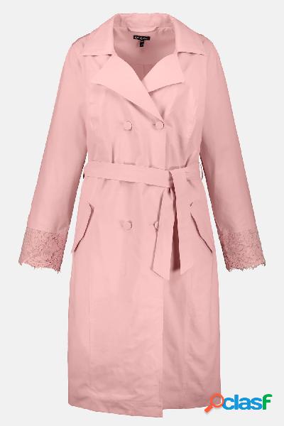 Trench, dettagli di pizzo, cintura, foderato, Donna, Rosa,