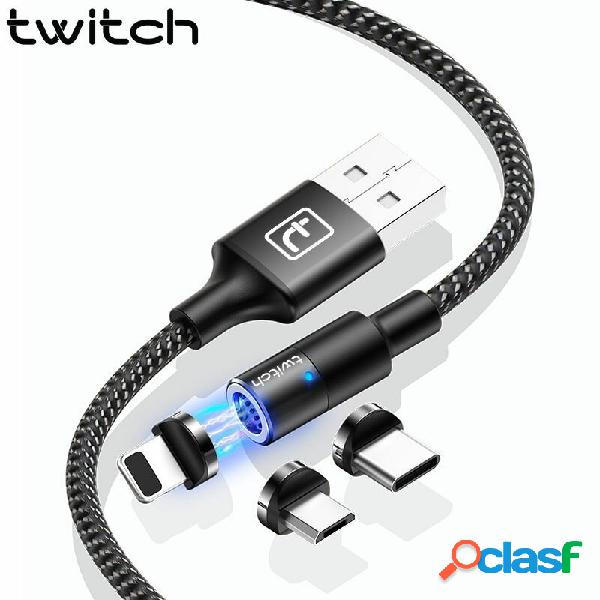 Twitch Magnetic Data Cable 3A USB Type- C Micro USB Fast