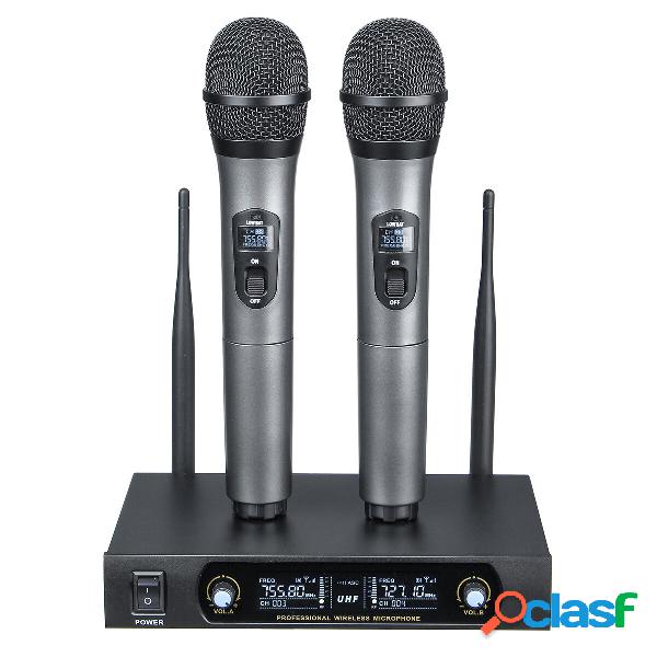 UHF Receiver 2 Channel Wireless Microphone System Bass Good