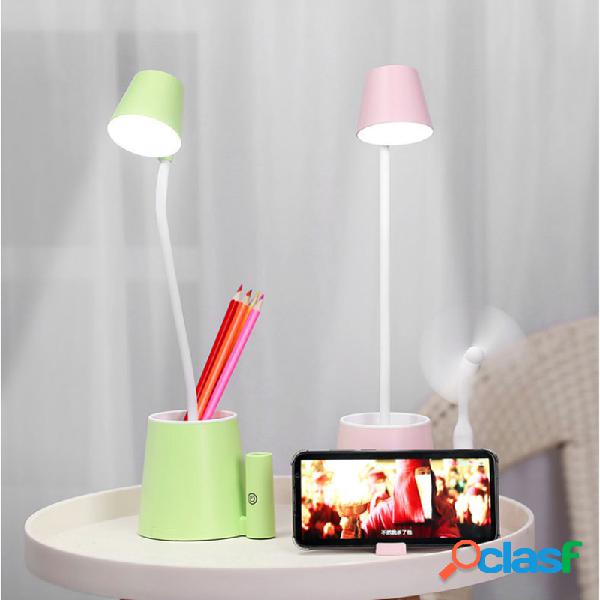 USB LED Table Lamp for Children With Fan Phone Hoder Touch