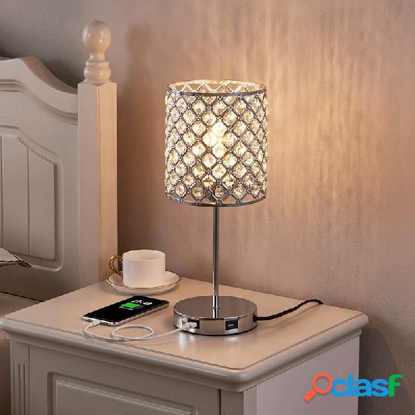 USB Rechargeable Crystal Desk Lamp Touch Dimming Bedside