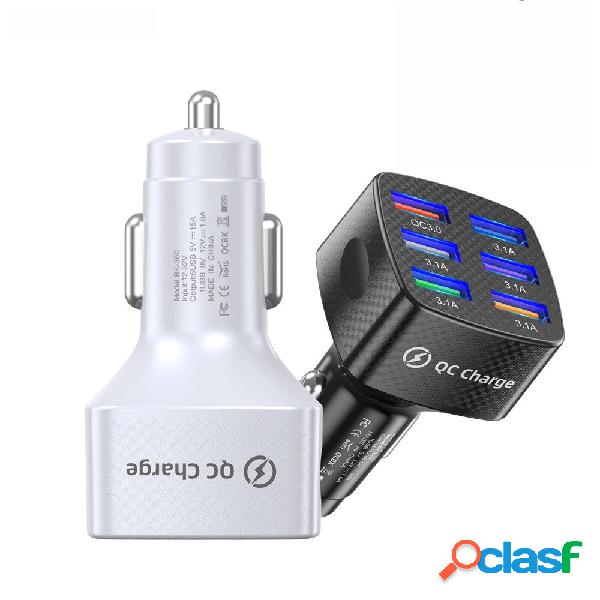 USLION 75W 6-Ports Car Charger Adapter Quick Charge 3.0 For