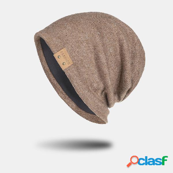 Unisex Artificial Cashmere Leather LabelBeanie Hat Fashion