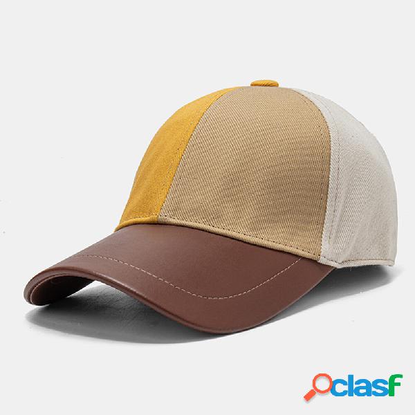 Unisex Polyester Cotton Color-match Patchwork PU Brim