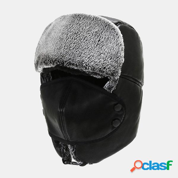 Unisex Winter Thicken Warm Trapper Hat Removable Mask