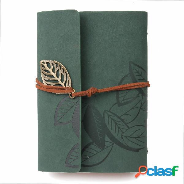 Vintage Leather Leaves Cover Notebook 90 Sheets Journal Book