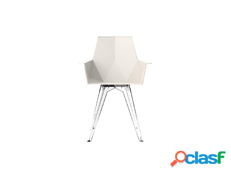 Vondom Faz Sedia con Braccioli - Bianco / Base Trasparente