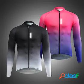 WOSAWE Mens Cycling Jersey Long Sleeve Gradient Bike Road