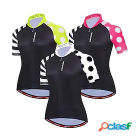 WOSAWE Womens Cycling Jersey Short Sleeve Patchwork Dot Bike