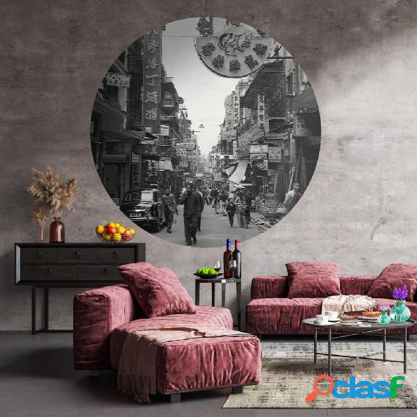 WallArt Carta da Parati Circolare Hong Kong the Old Days 190