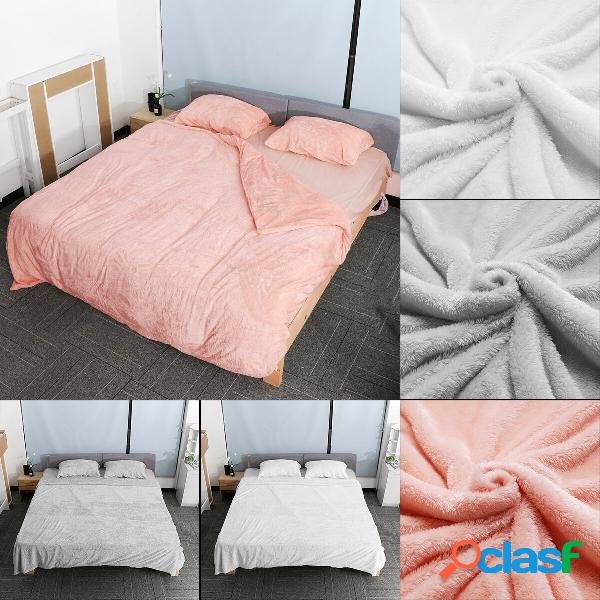 Winter Plush Duvet Cover Solid Color Long Plush Thickened