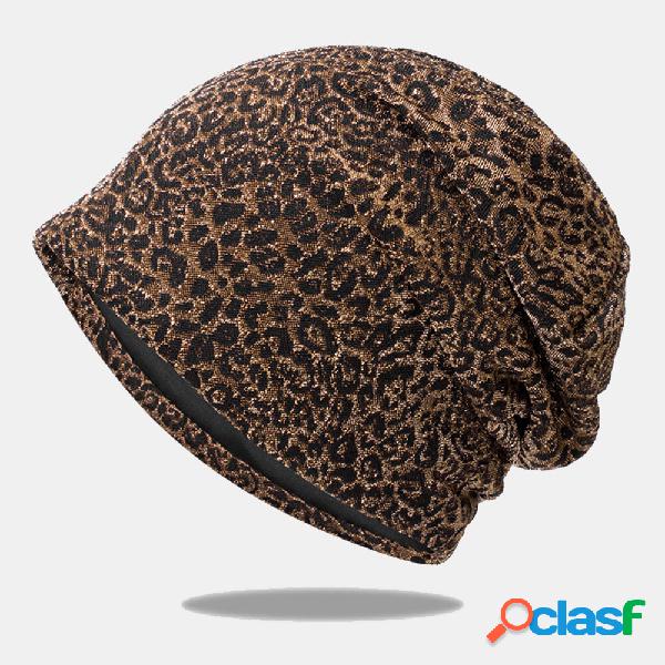 Women Leopard Pattern Elastic Baotou Hat Summer Autumn