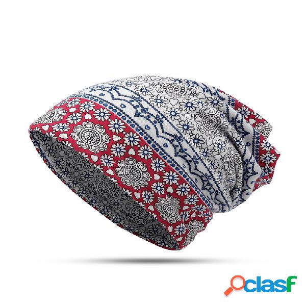 Women Men Warm Wild Useful Print Cotton Beanie Hat Outdoor