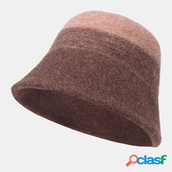 Women Woolen Double-sided Wear Short Brim Bucket Hat Outdoor