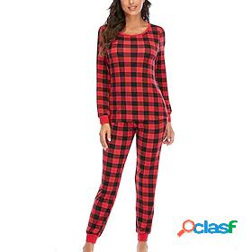 Womens 1 set Pajamas Sets Comfort Checkered Polyester Home