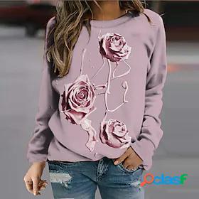 Womens 3D Flower Rose Sweatshirt Pullover 3D Print 3D Print