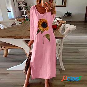 Womens A Line Dress Basic Print Modern Flower / Floral Round