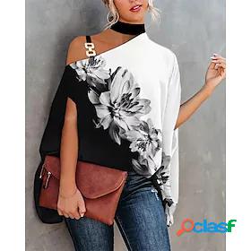 Womens Blouse Shirt Graphic Letter Halter Neck Patchwork