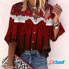 Womens Blouse Shirt Striped Graphic Snowflake Standing