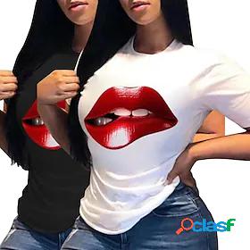 Womens Blouse T shirt Asymmetric Print Funny Multi Color