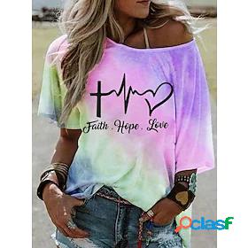 Womens Blouse Tie Dye Round Neck Tops Blue Purple Yellow