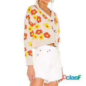 Womens Cardigan Flower Modern Style Active Casual Long