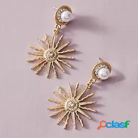 Womens Drop Earrings Classic Daisy Imitation Pearl Earrings