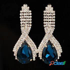 Womens Earrings AAA Cubic Zirconia Mini Pear Cut Platinum