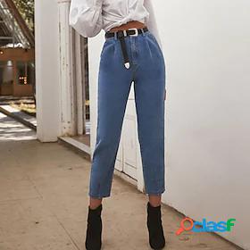 Womens Fashion Streetwear Pocket Light Wash Jeans Tapered