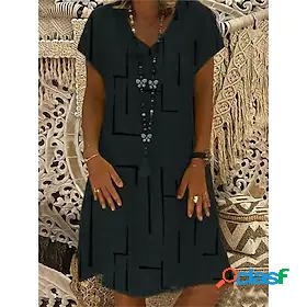 Womens Knee Length Dress Shift Dress Blue Black Army Green