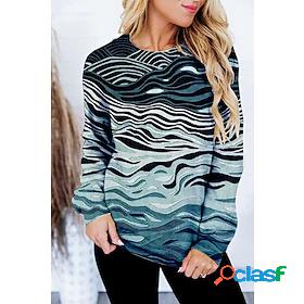 Womens Lines / Waves Graphic Prints Sweatshirt Pullover