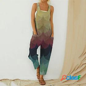 Womens Overall Print Print Active Square Neck Street Casual