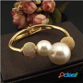 Womens Pearl Geometrical Cuff Bracelet Stylish Vertical /