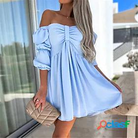 Womens Short Mini Dress A Line Dress Black Pink Beige Light