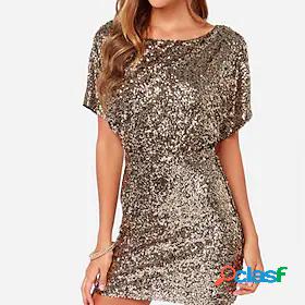 Womens Short Mini Dress Sheath Dress Black Silver Gold Short