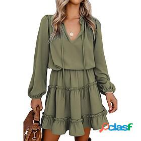 Womens Short Mini Dress Swing Dress Grey Green Sky Blue