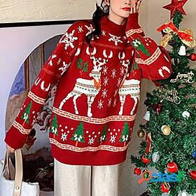 Womens Sweater Ugly Sweater Pullover Animal Knitted Cotton