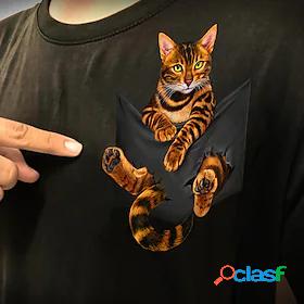 Womens T shirt 3D Cat Cat 3D Graphic Prints Round Neck Print