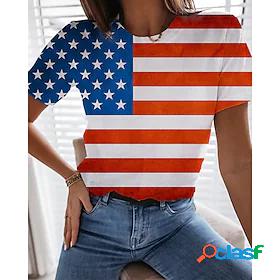 Womens T shirt 3D Printed Painting 3D American Flag Stars