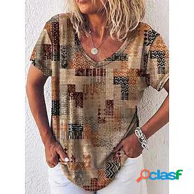 Womens T shirt Abstract Geometric Painting Geometric Feather
