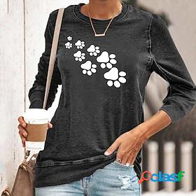 Womens T shirt Abstract Painting Long Sleeve Graphic Animal