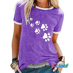 Womens T shirt Animal Patchwork Print Round Neck Tops Basic