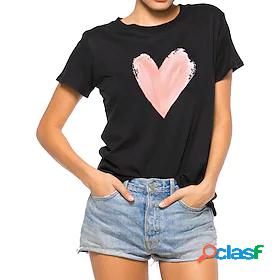 Womens T shirt Basic Print Basic Simple T-shirt Sleeve Round